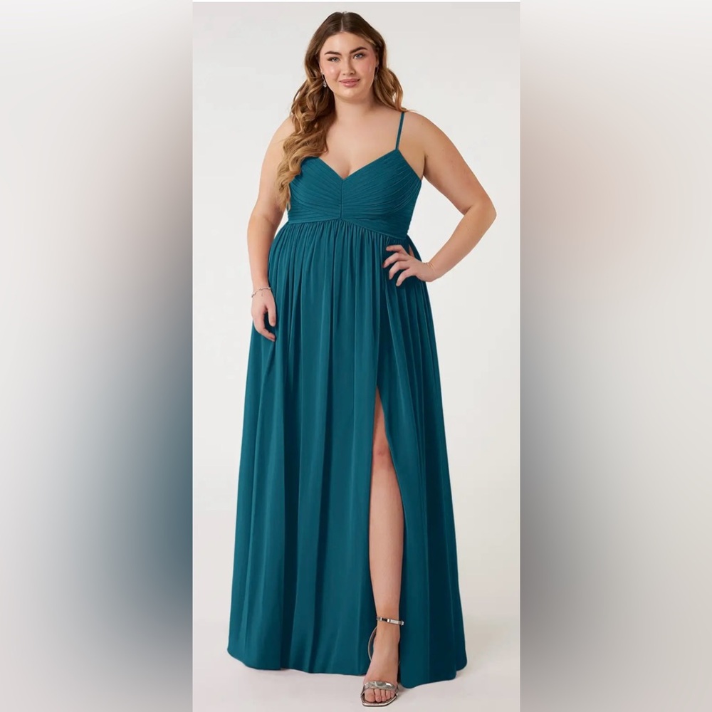 Azazie Alia bridesmaids dress in ink blue size 20
